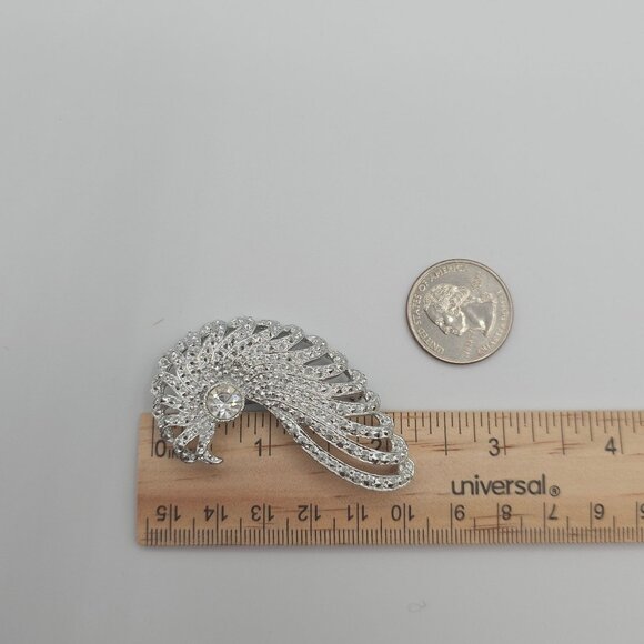 SarahCoventry "Evening Splendor" SilverTone Rhinestone Swirl Elegant Stmt Brooch - Picture 2 of 16